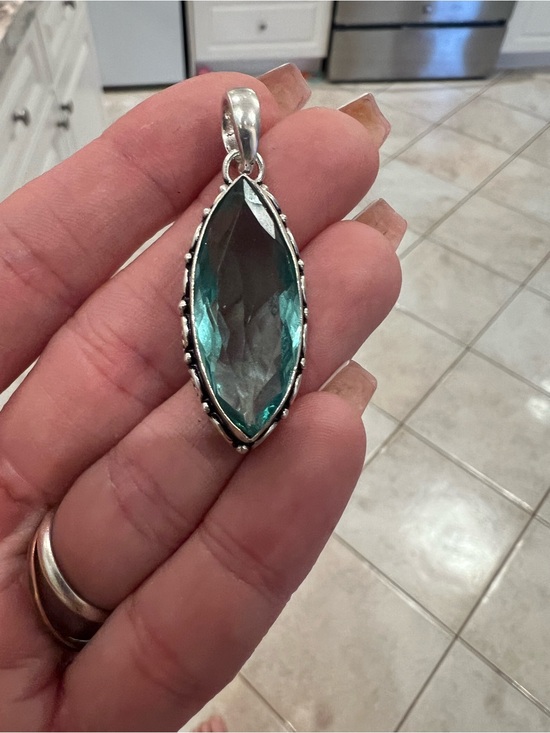 Jewelry - Large statement marquise cut aquamarine necklace pendant.